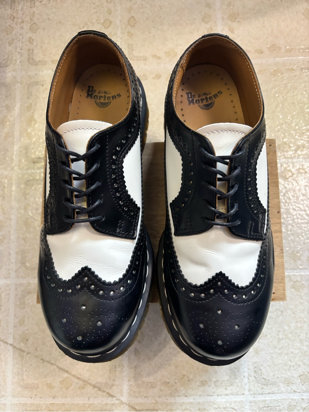 Dr. Martens Black & White Two-Tone Wingtip Oxfords - Picture 4 of 7